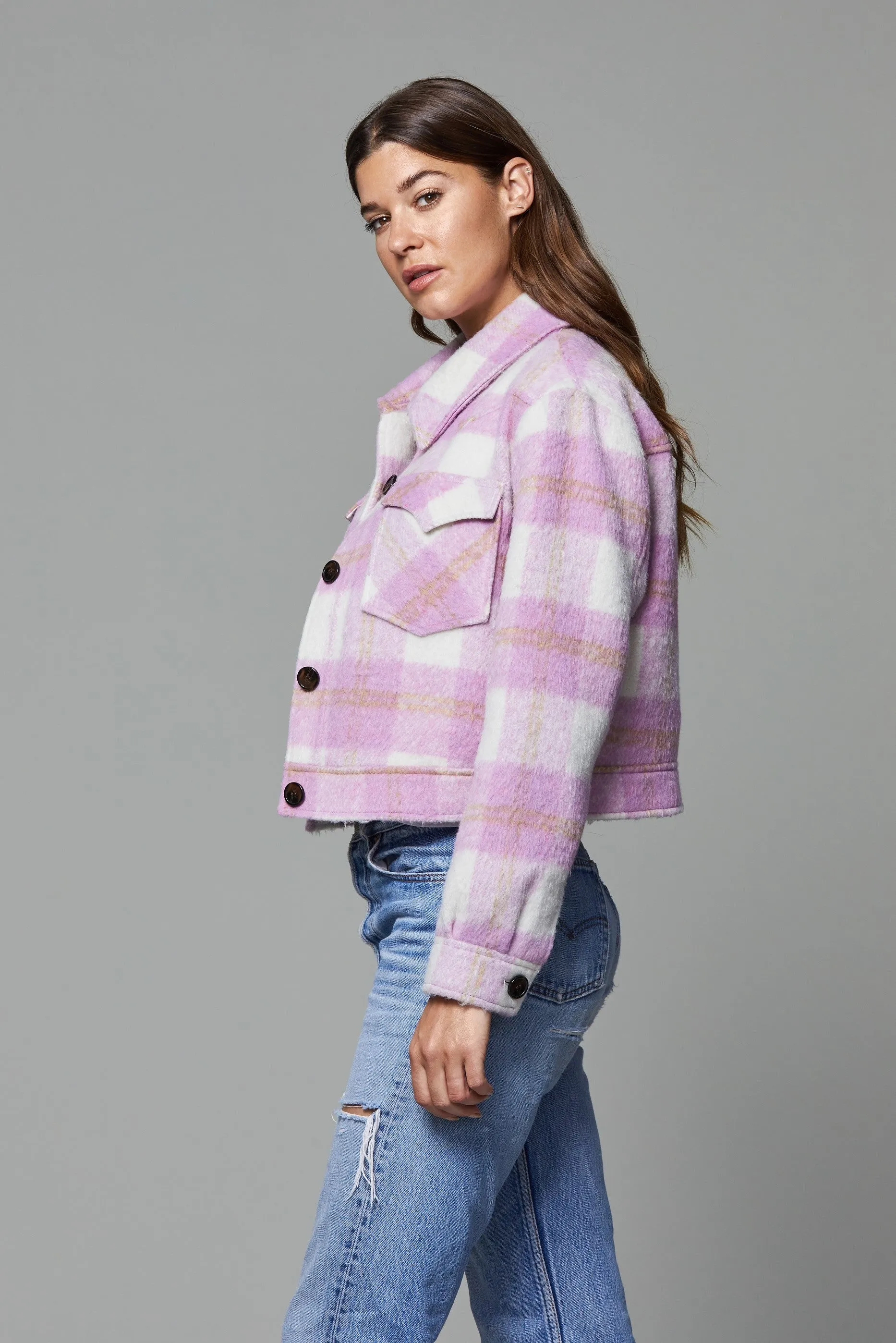 Brushed Flannel Plaid Shacket