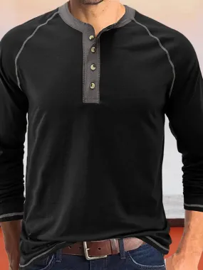 Button Down Long Sleeve Henley Shirt