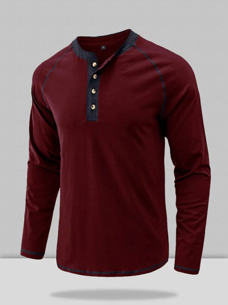 Button Down Long Sleeve Henley Shirt