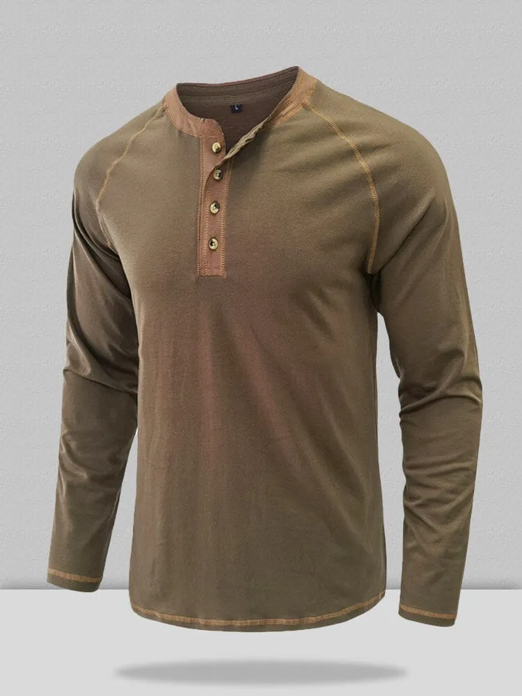 Button Down Long Sleeve Henley Shirt