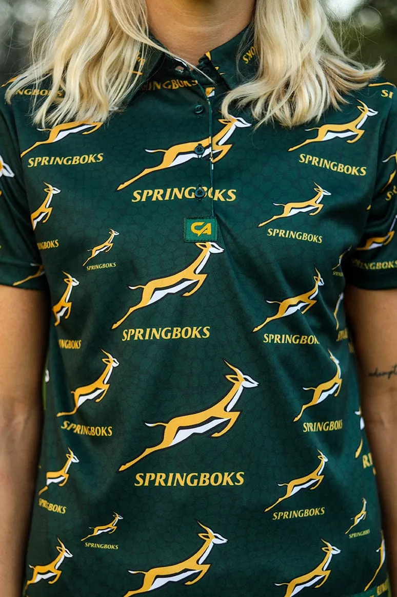 CA Ladies Springbok Golf Shirt | Green Ethnic