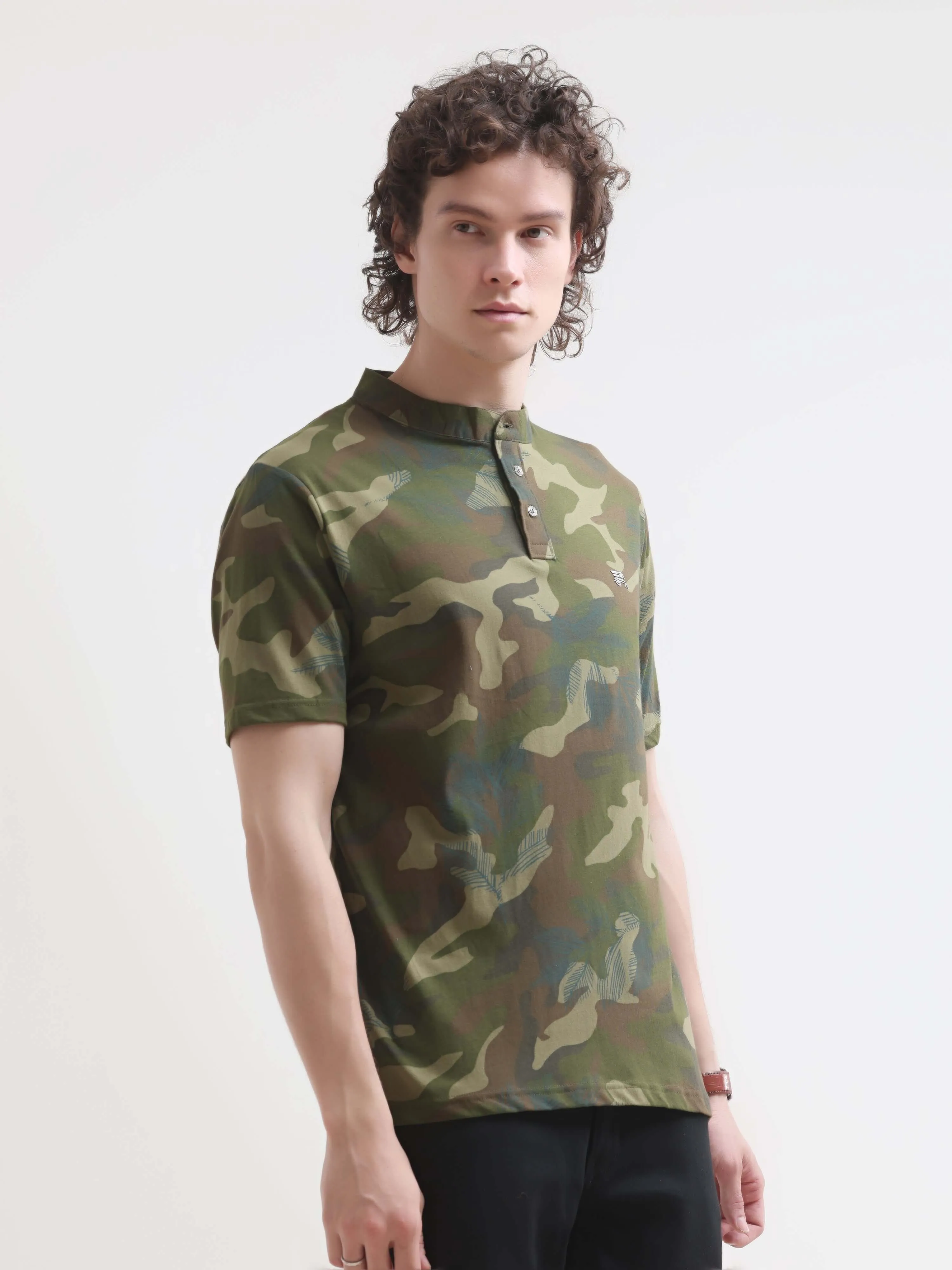 Camo Green Henley T-shirt