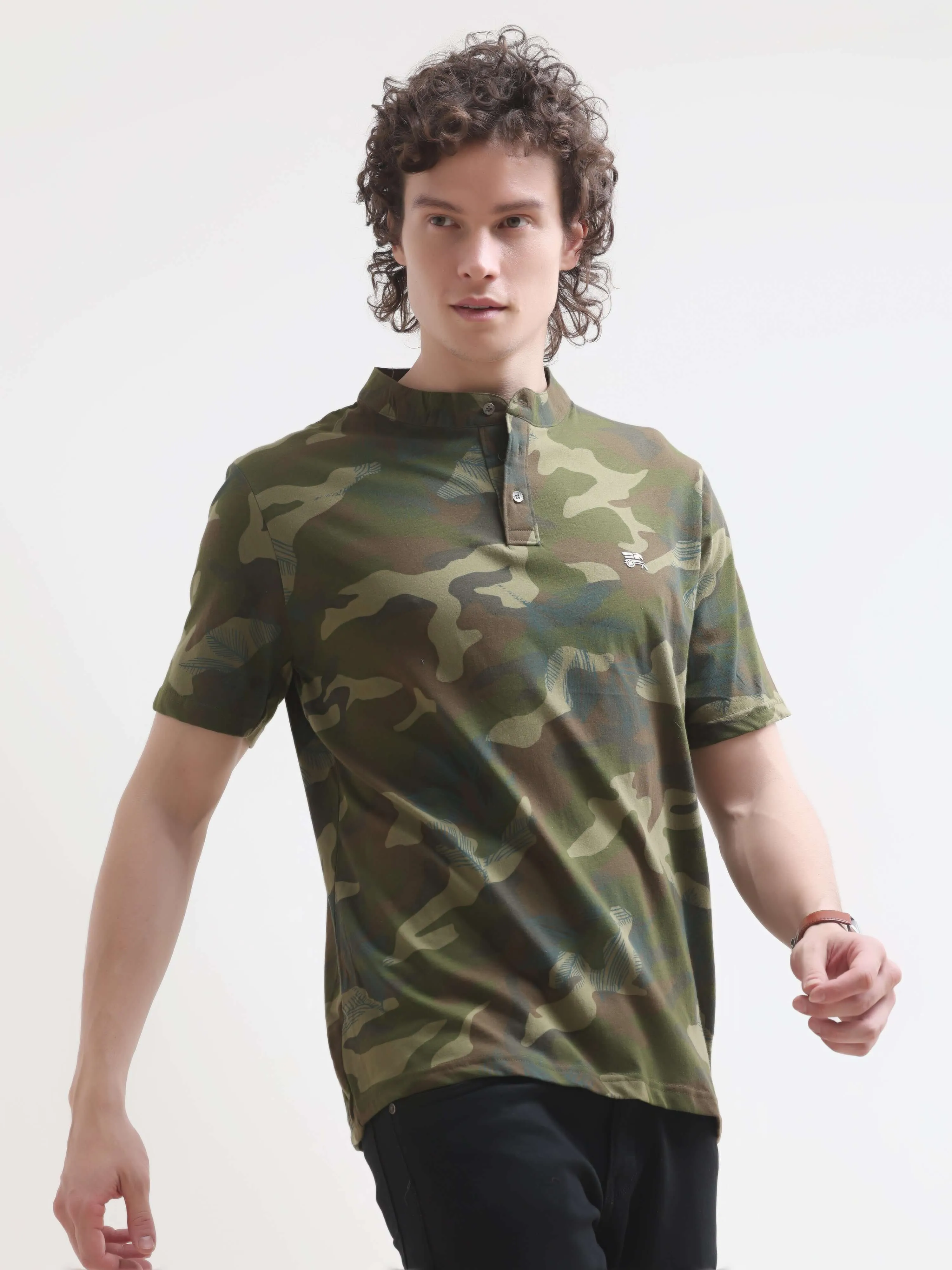 Camo Green Henley T-shirt