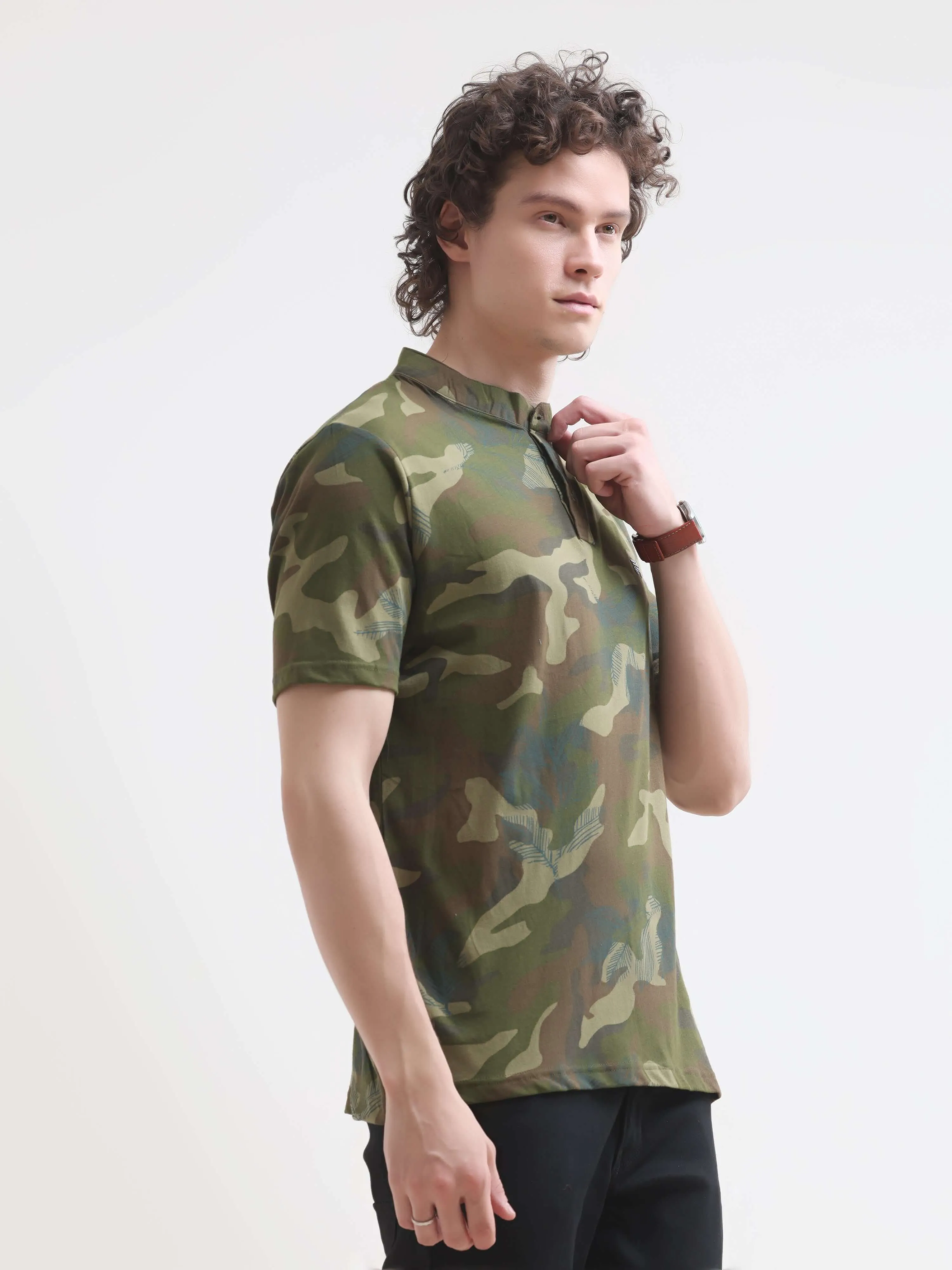 Camo Green Henley T-shirt