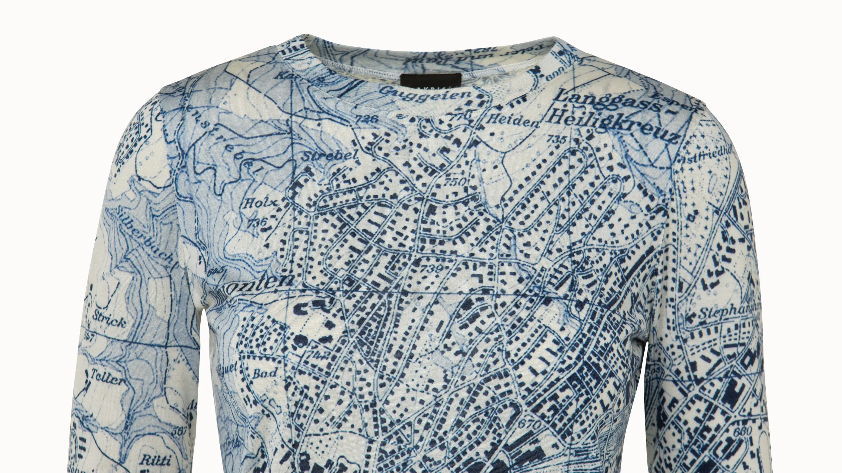 Cashmere Silk Jersey St.Gallen Map Print Shirt