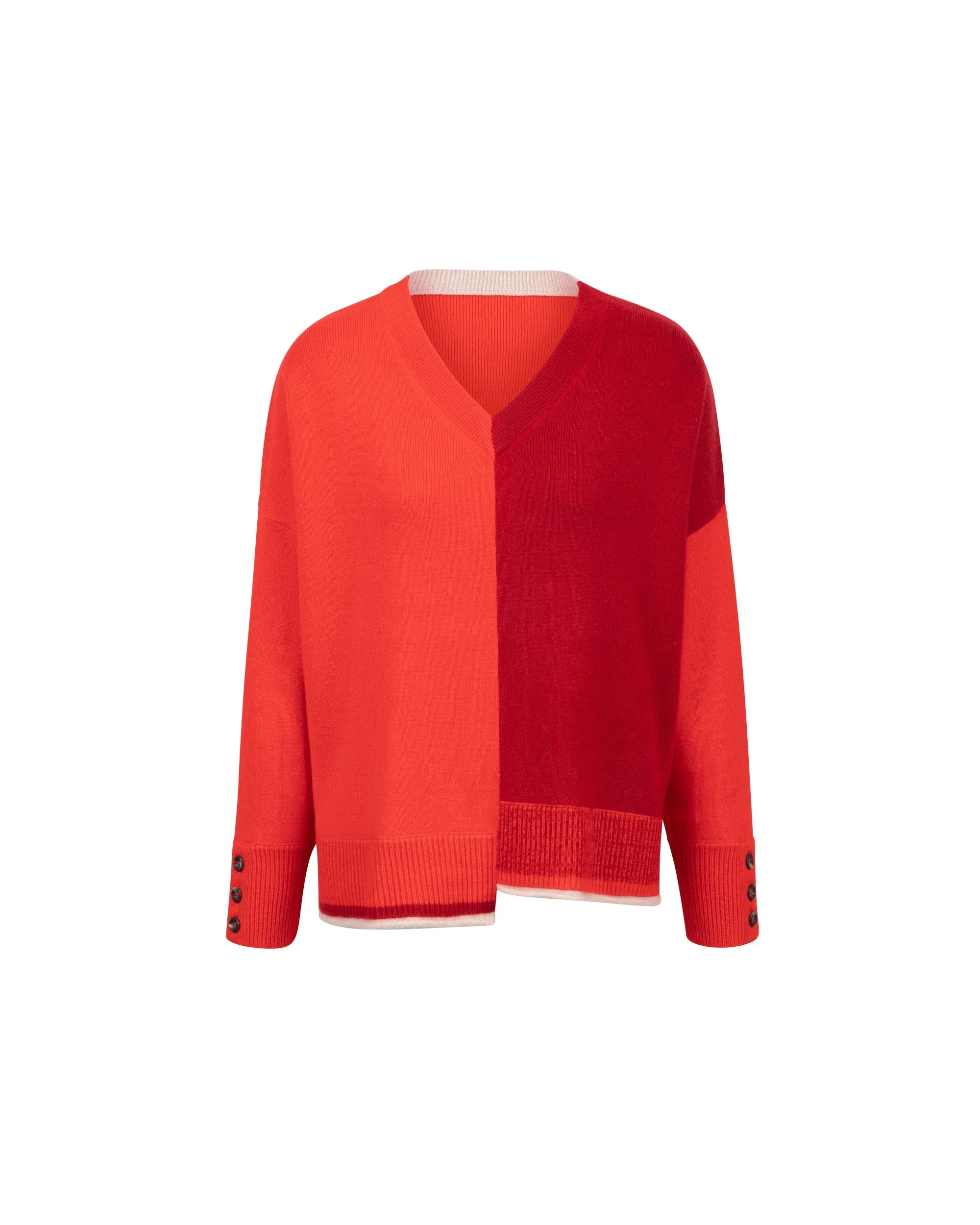 Cashmere Tri Col Square Cut Knit Top