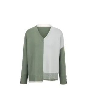 Cashmere Tri Col Square Cut Knit Top