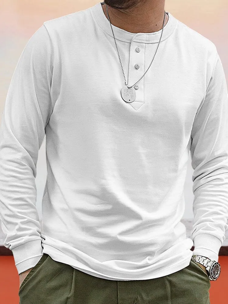 Casual Button Up Basic Henley Shirt