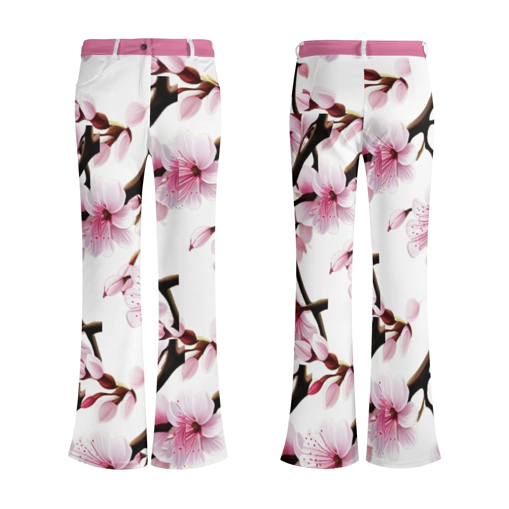 Cherry Blossom Womens Print Elegant Flare Pants - 3 colors