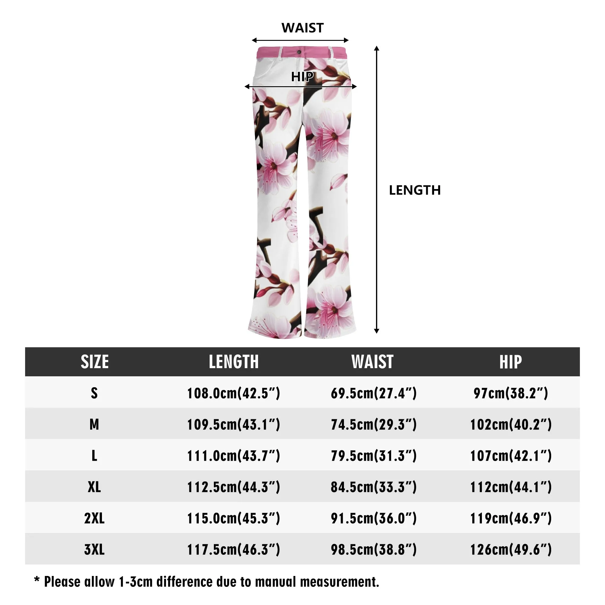 Cherry Blossom Womens Print Elegant Flare Pants - 3 colors