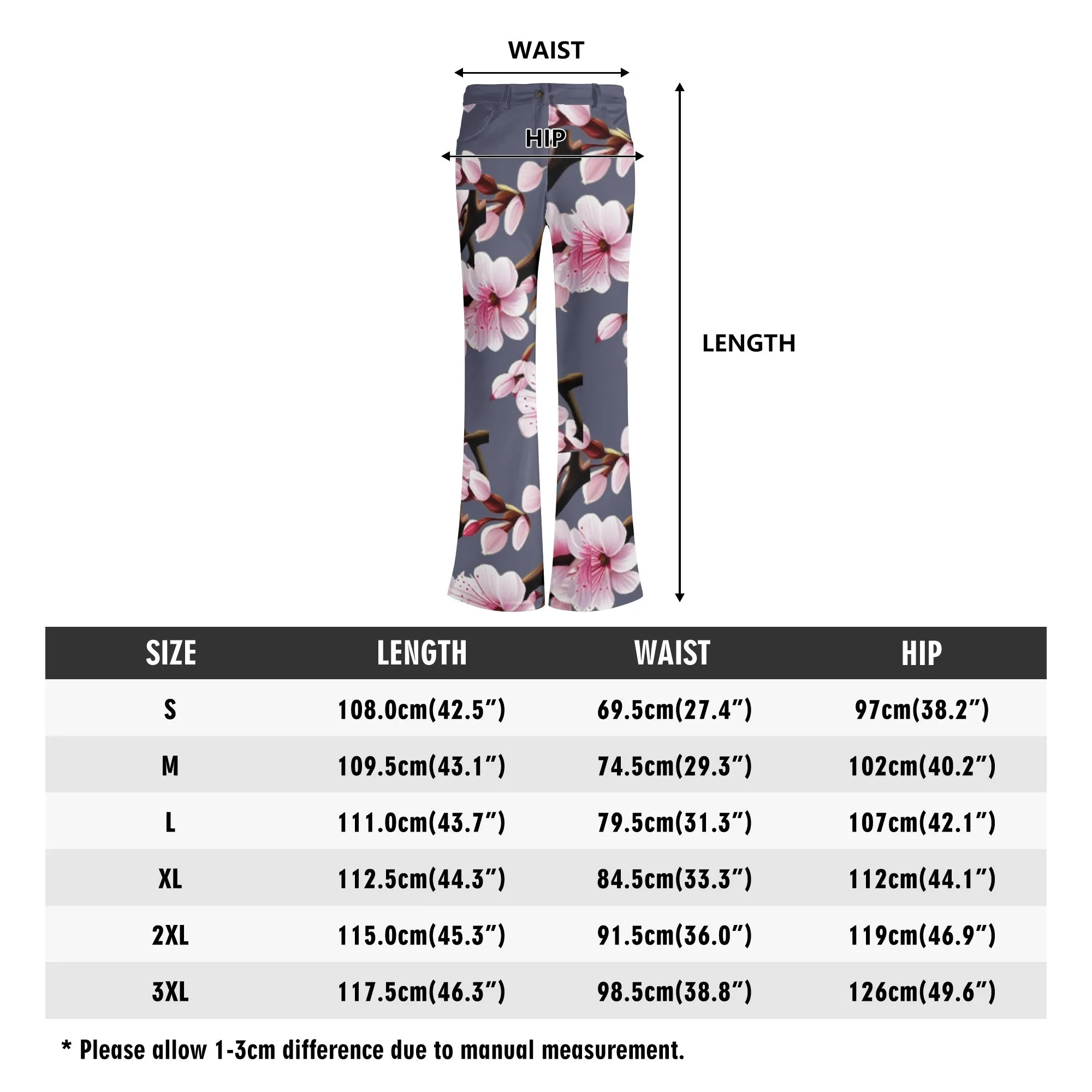 Cherry Blossom Womens Print Elegant Flare Pants - 3 colors