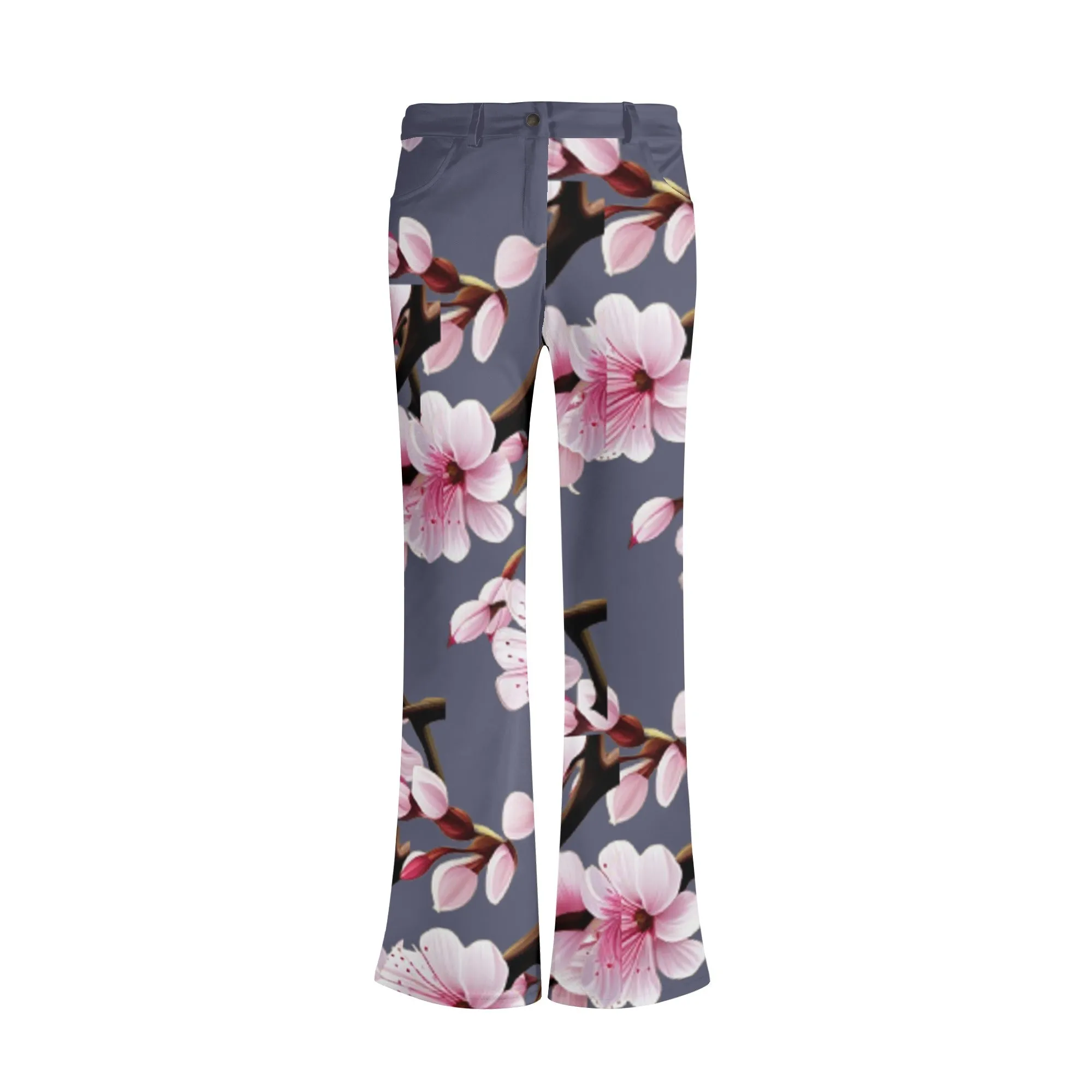 Cherry Blossom Womens Print Elegant Flare Pants - 3 colors