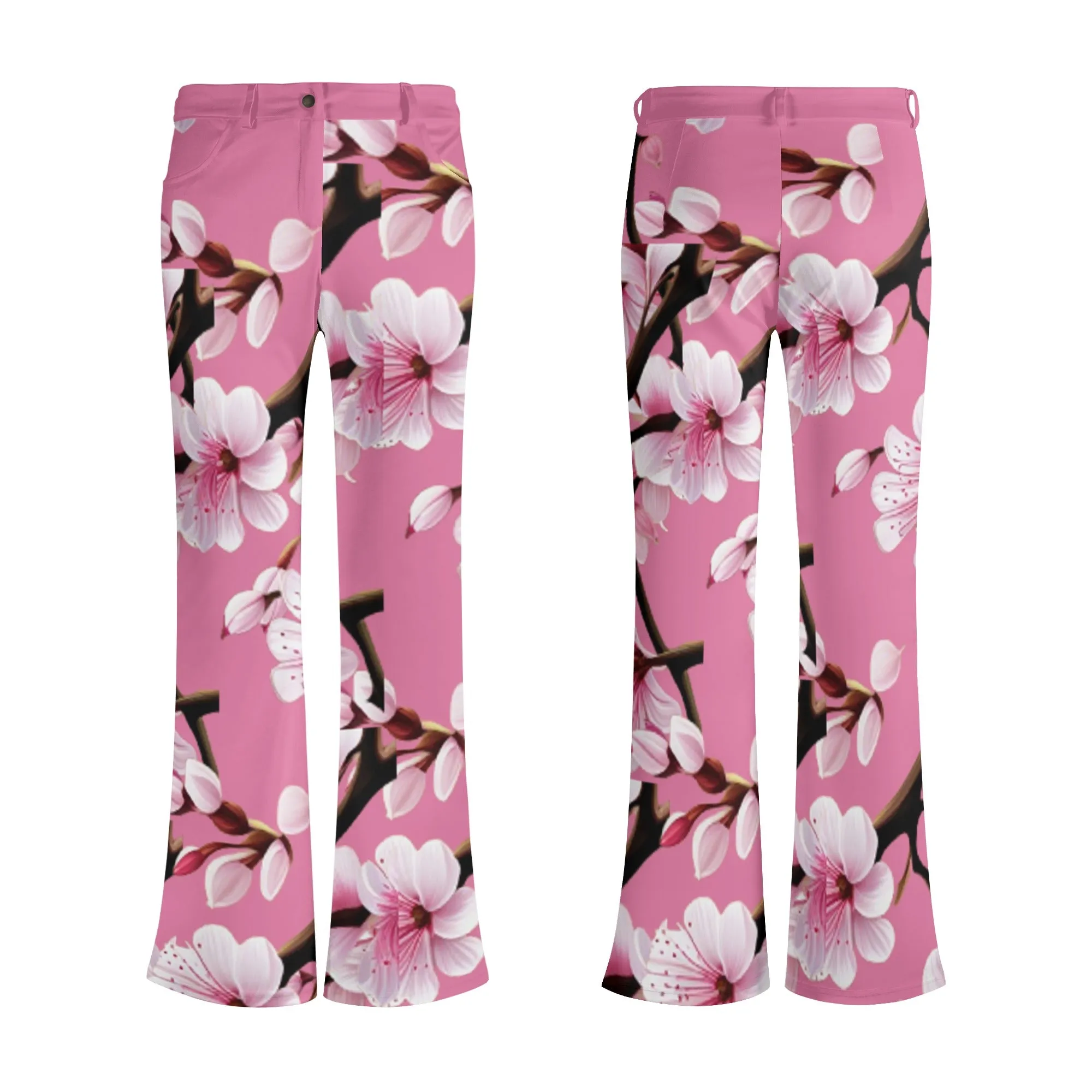 Cherry Blossom Womens Print Elegant Flare Pants - 3 colors