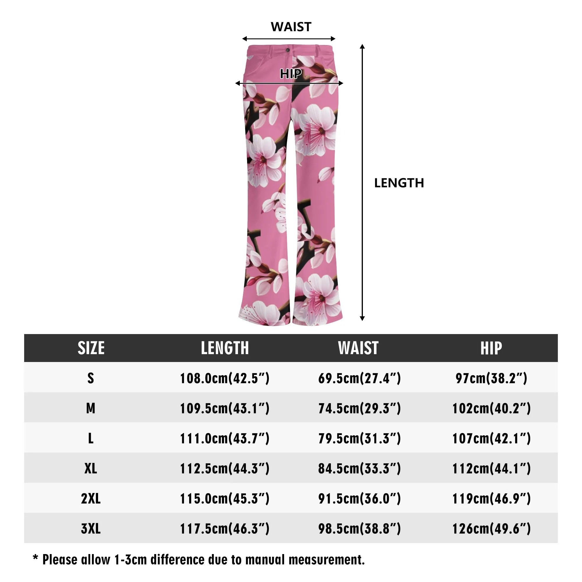 Cherry Blossom Womens Print Elegant Flare Pants - 3 colors