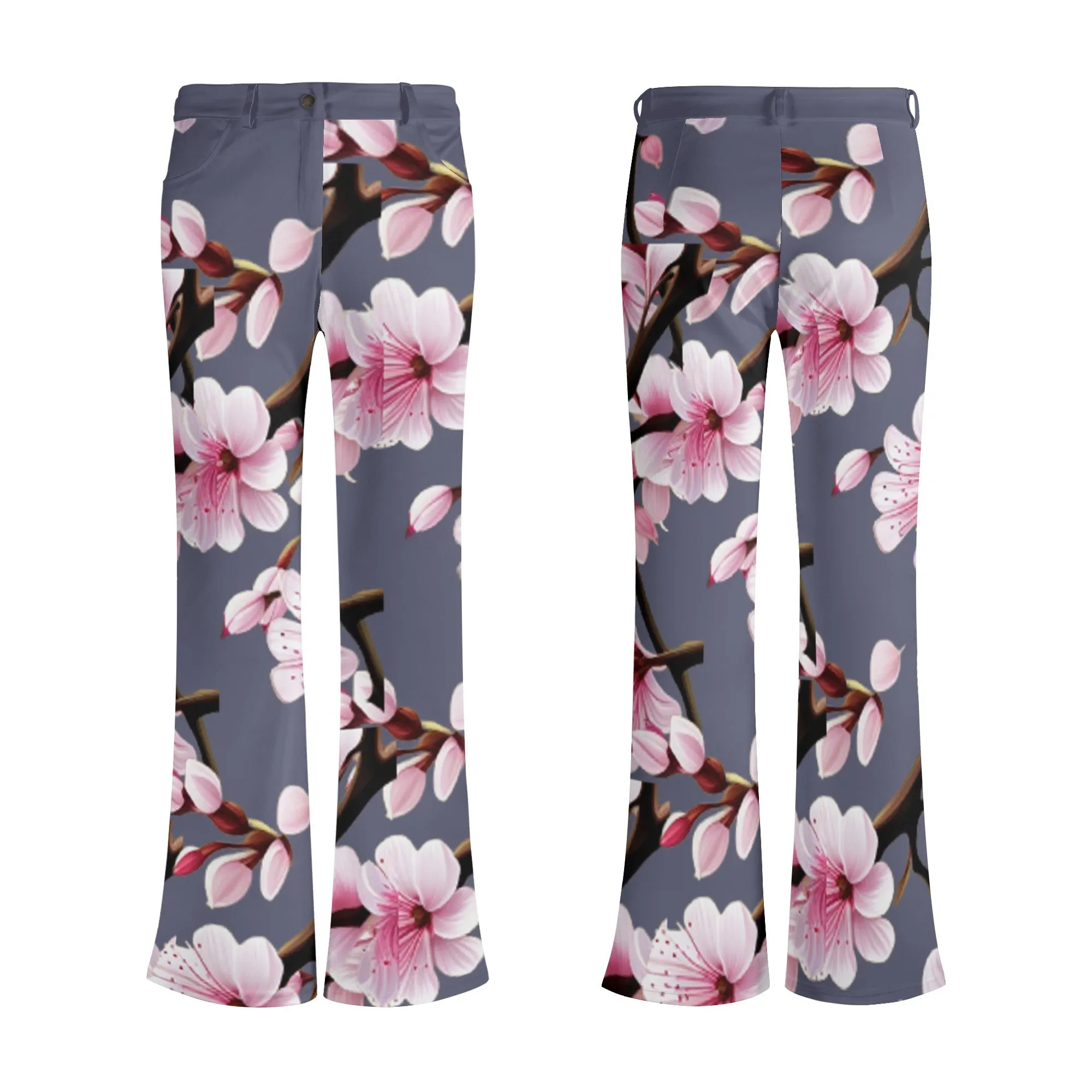 Cherry Blossom Womens Print Elegant Flare Pants - 3 colors