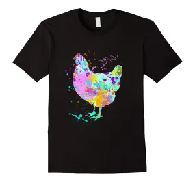 Chicken T-Shirt  Watercolor Splash Love Chickens Tee Shirt