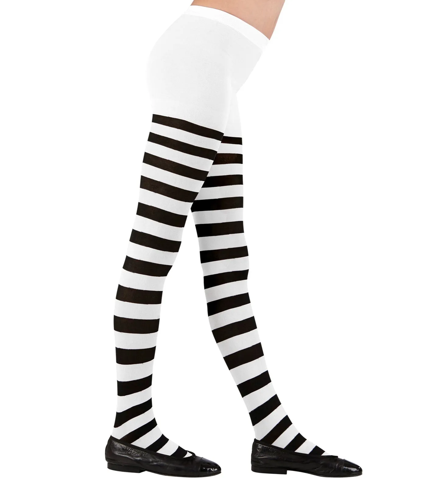 Children's White and Black Striped Tights