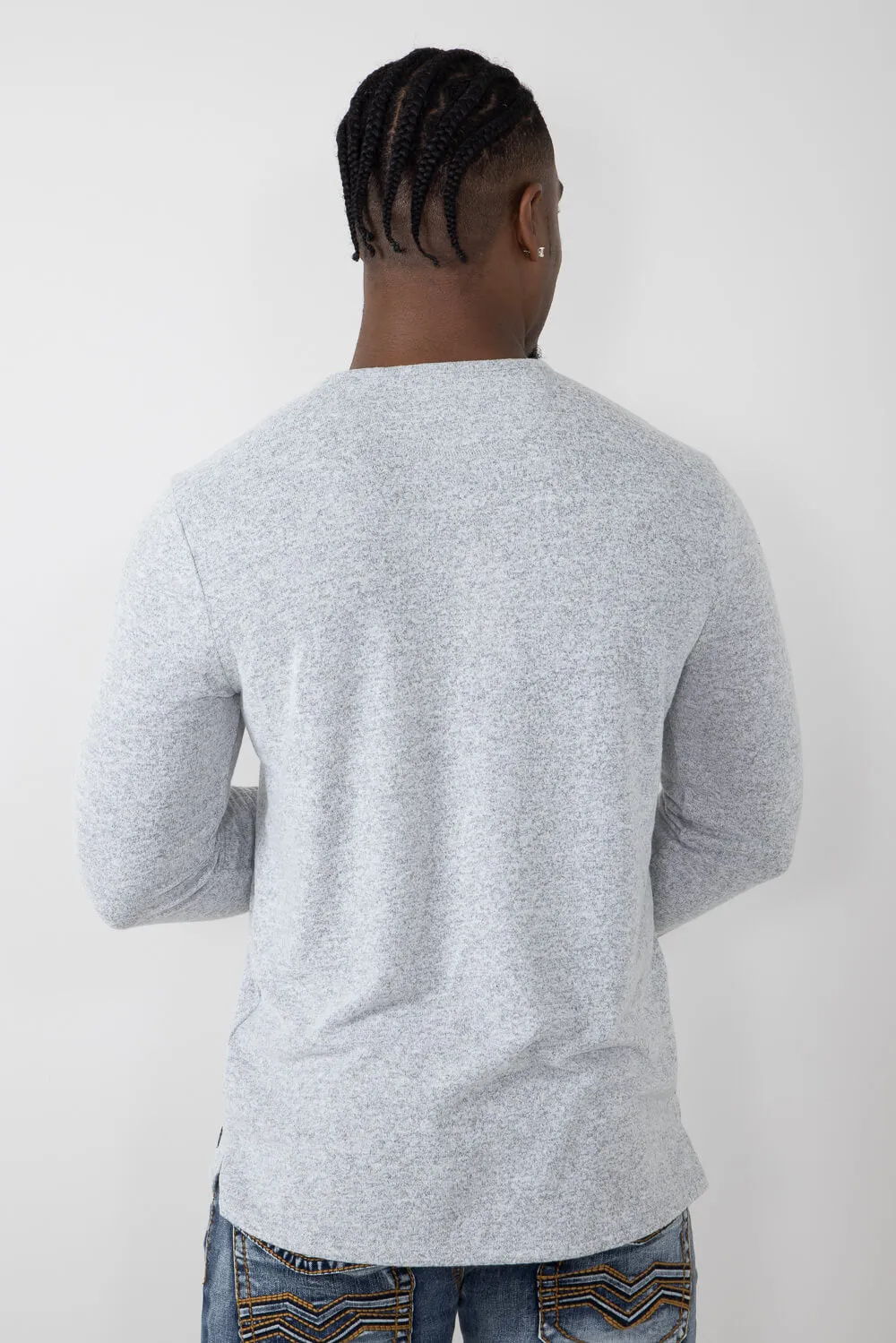 Civil Society Hogan Henley Hacci Knit Shirt for Men in Light Grey | MCLT-1415 LTGRY