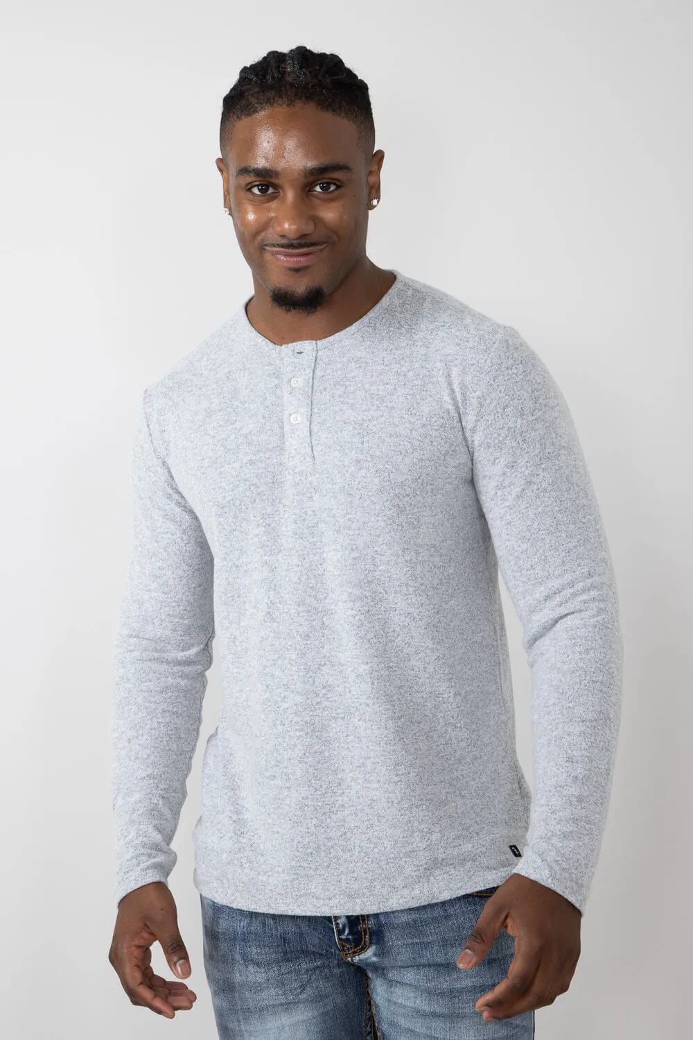 Civil Society Hogan Henley Hacci Knit Shirt for Men in Light Grey | MCLT-1415 LTGRY