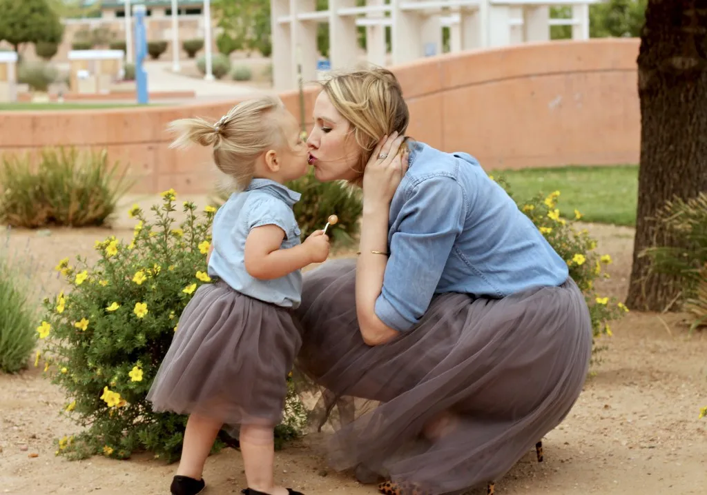 Claire Mommy and Me Ash Gray Tulle Skirts - Set of 2