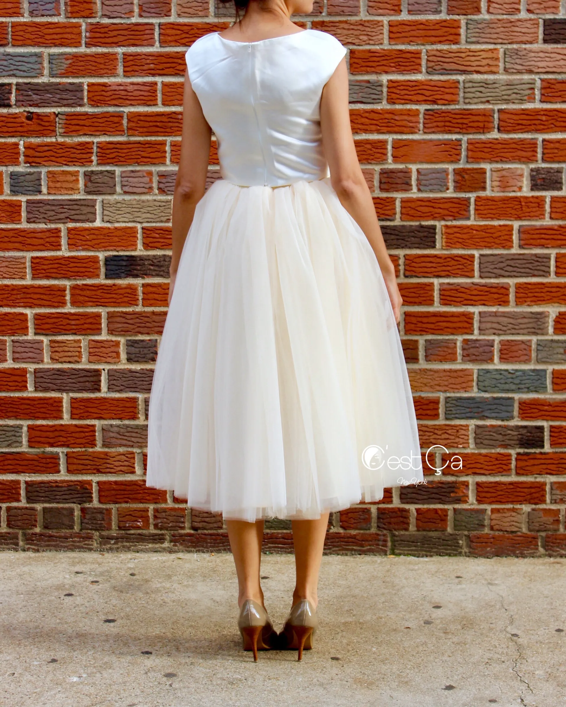 Clarisa Champagne Tulle Skirt - Tea Length