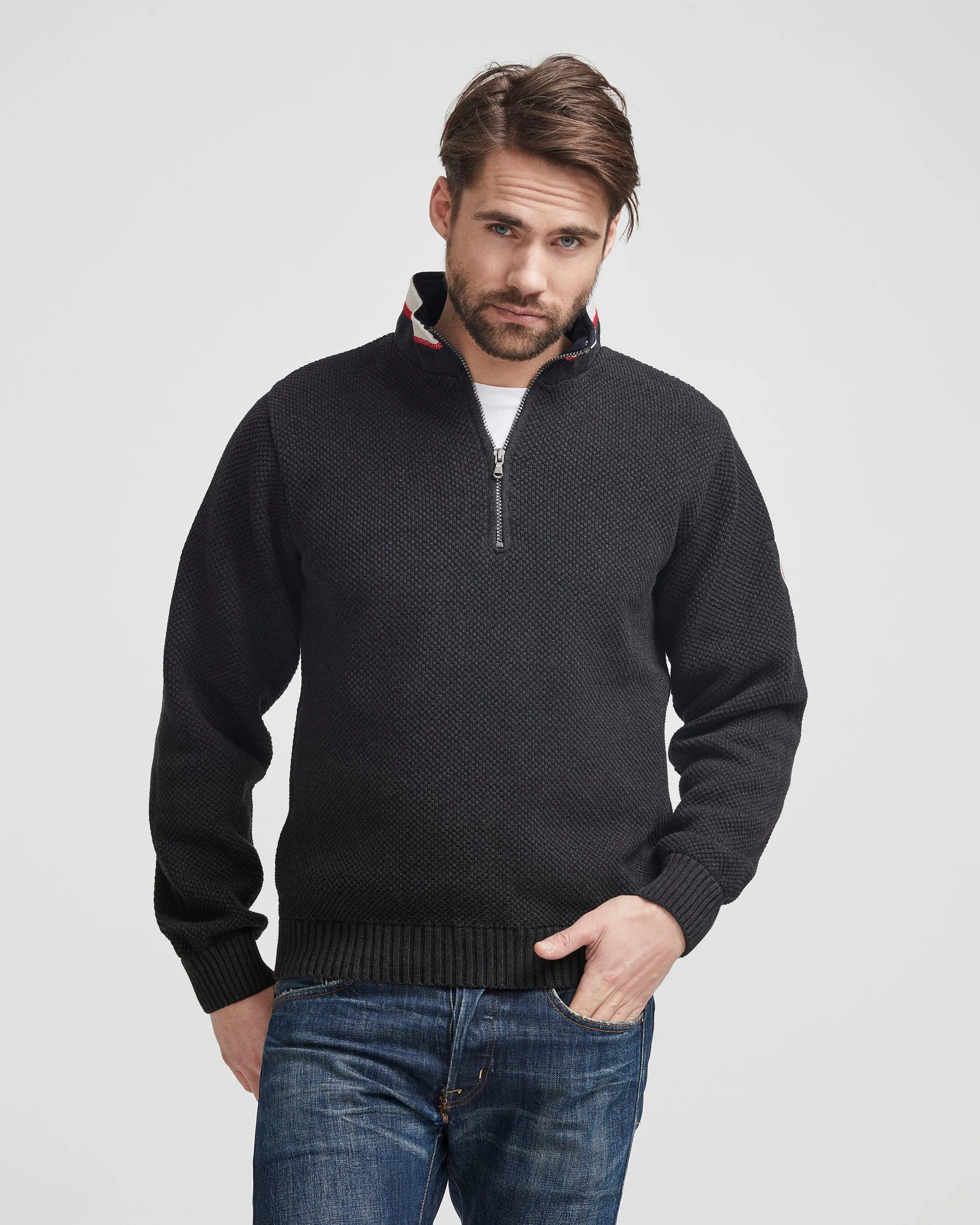 Classic Windproof Sweater- Black Melange