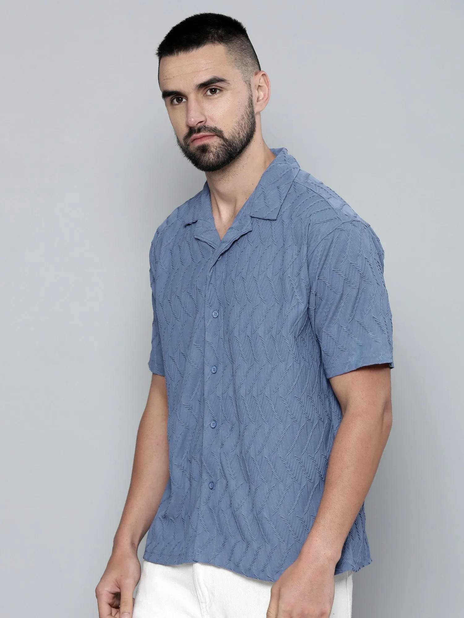 Creased Denim Blue Shirt