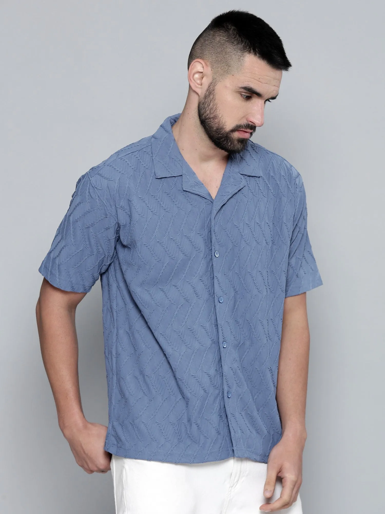 Creased Denim Blue Shirt