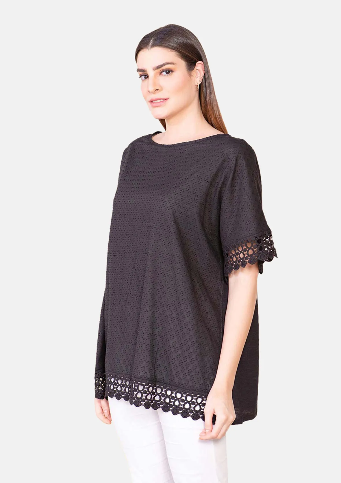 Crochet Trimmed Tunic Top