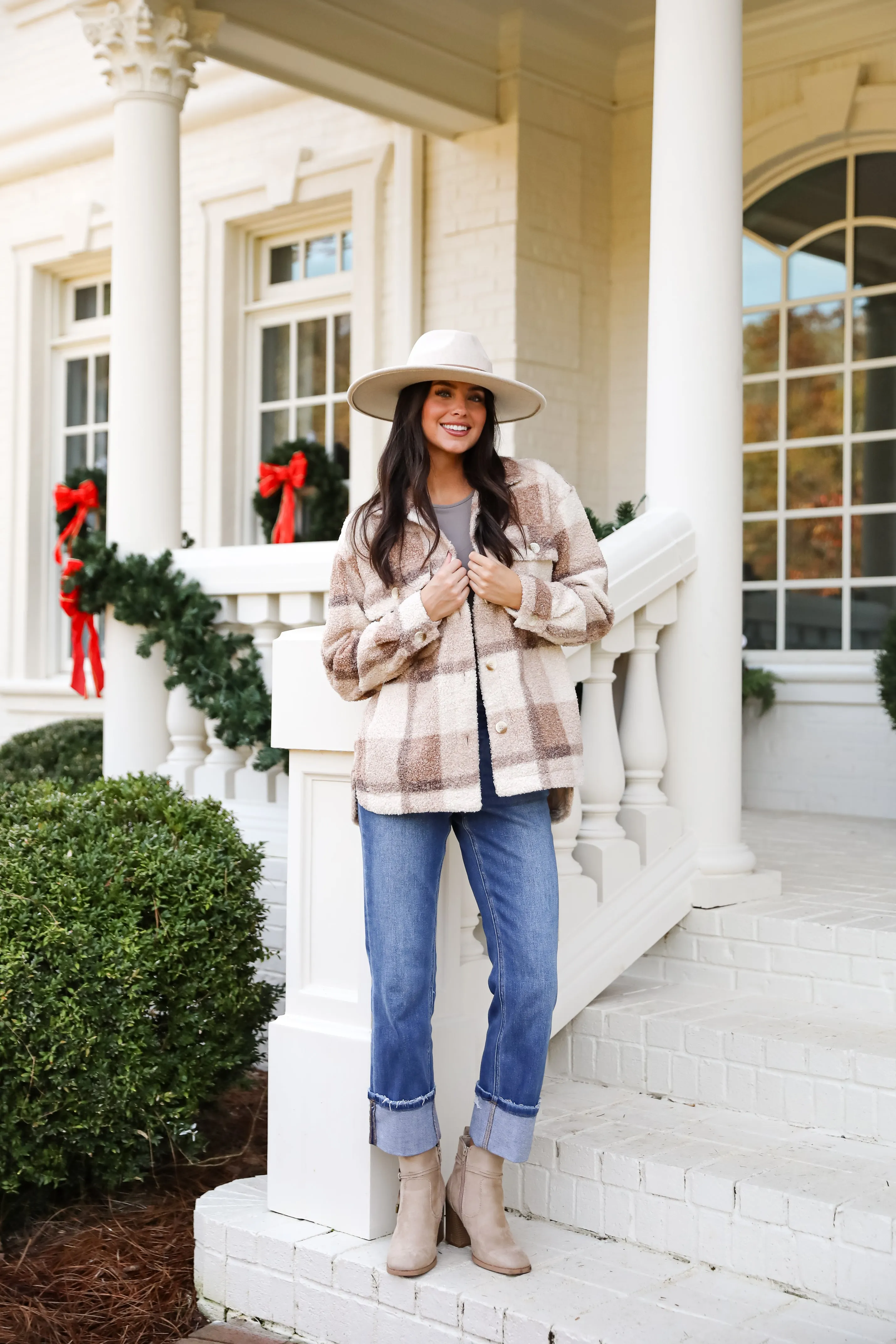 Cuddly Cute Plaid Teddy Shacket