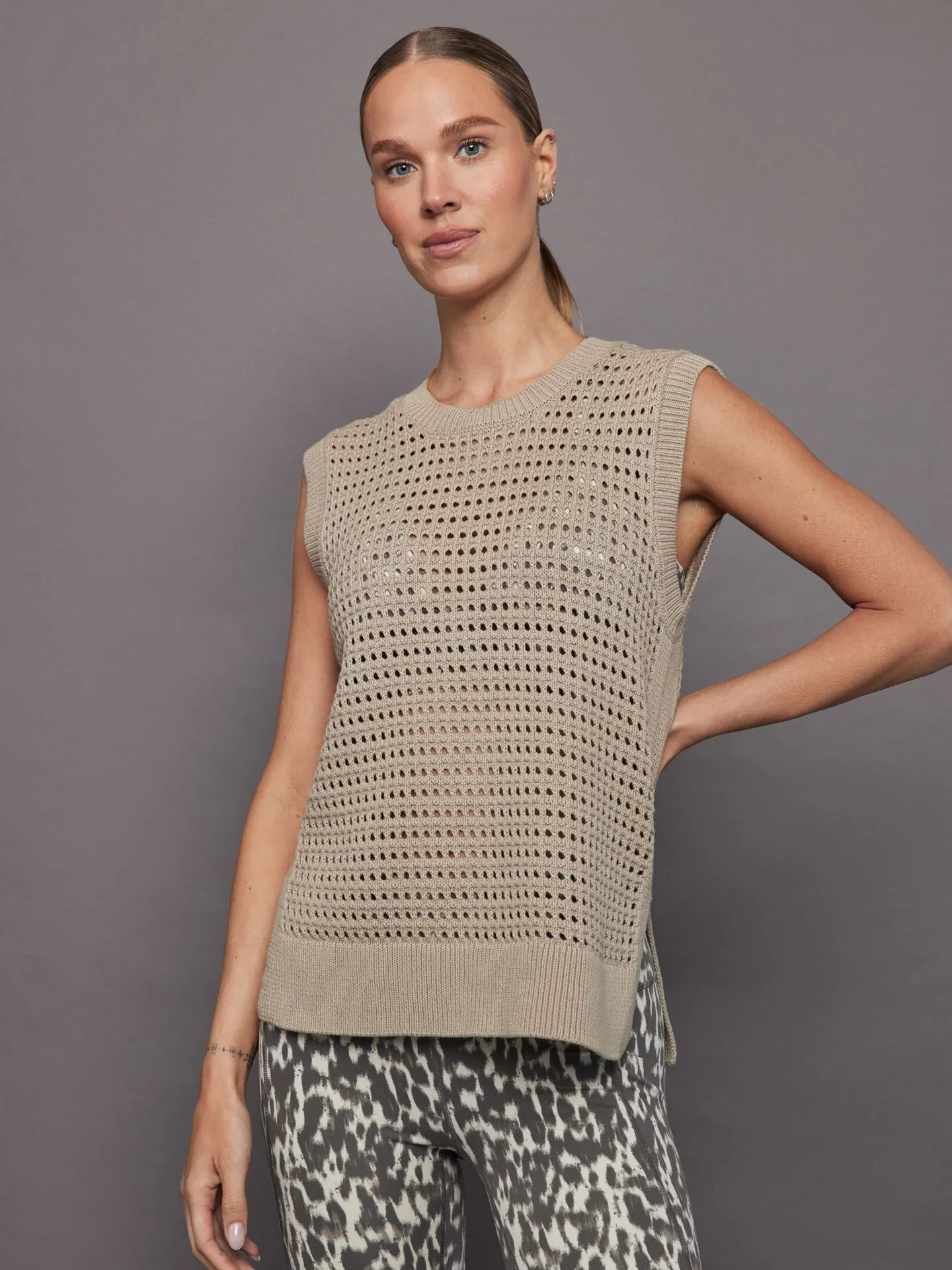 Darin Longline Knit Tank - Cashmere Stone