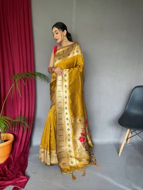 Dark Gold Saree in Paithani Silk