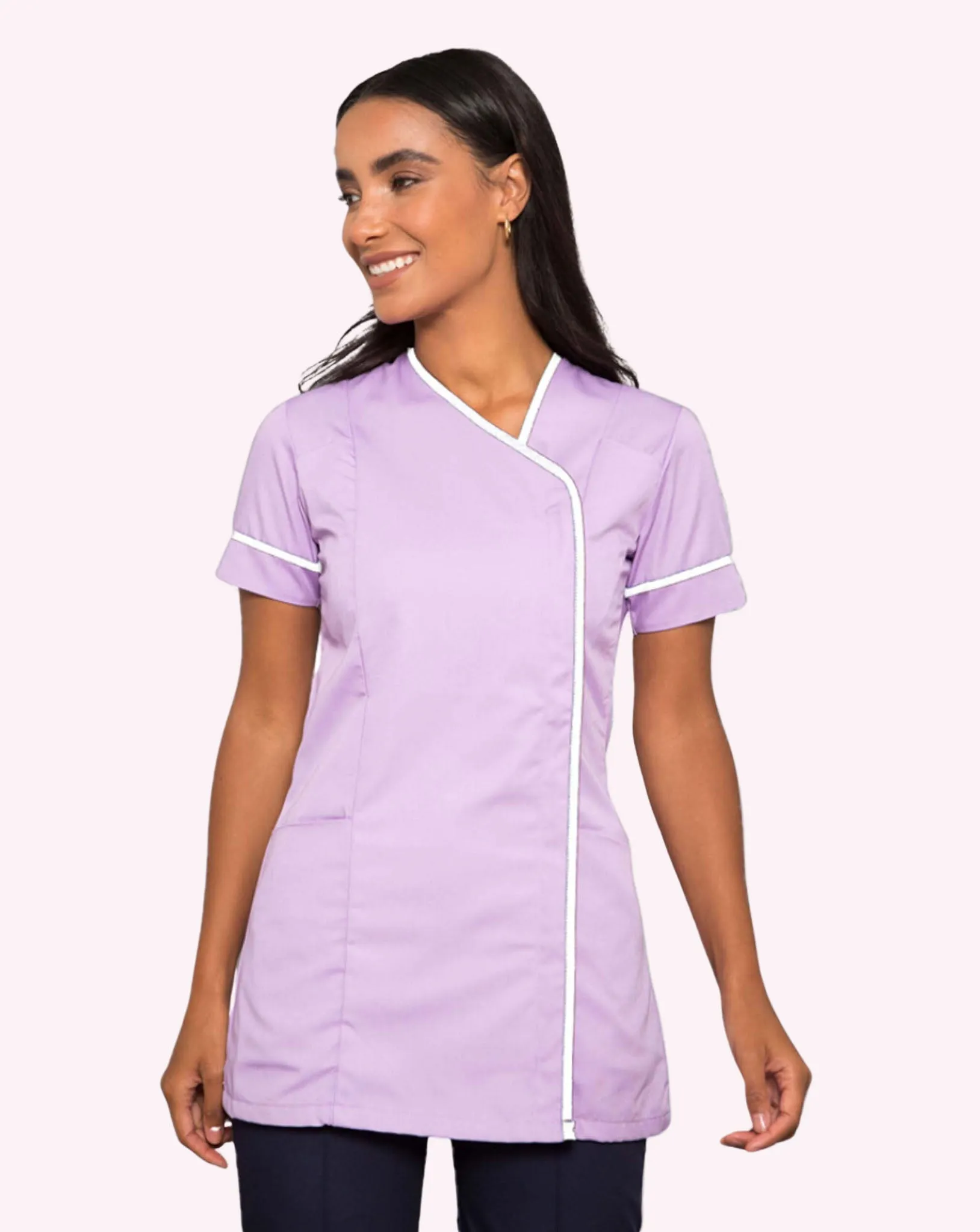 Delamere Asymmetric Contrast Trim Healthcare Tunic