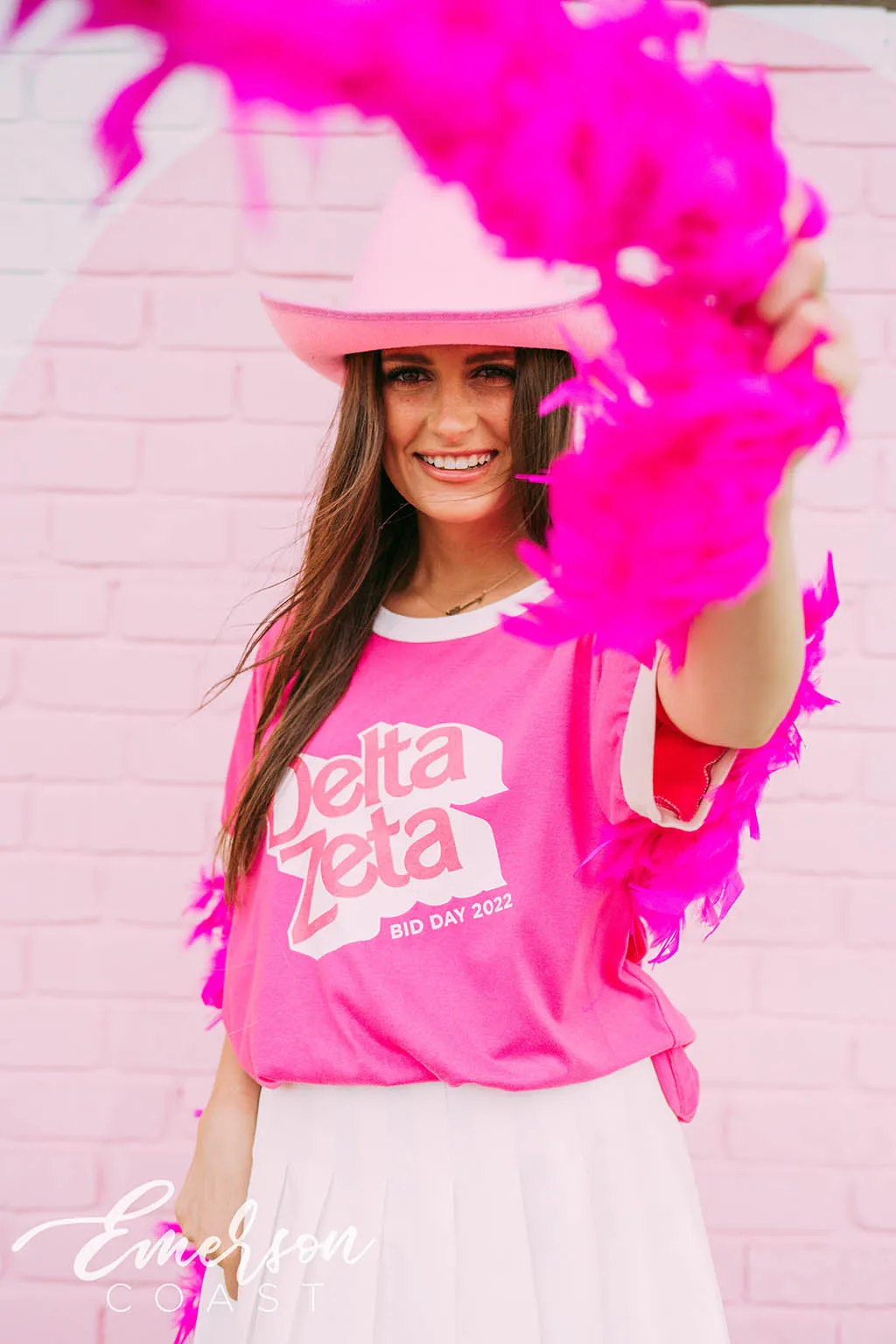 Delta Zeta Barbie Bid Day Colorblock Ringer Tee