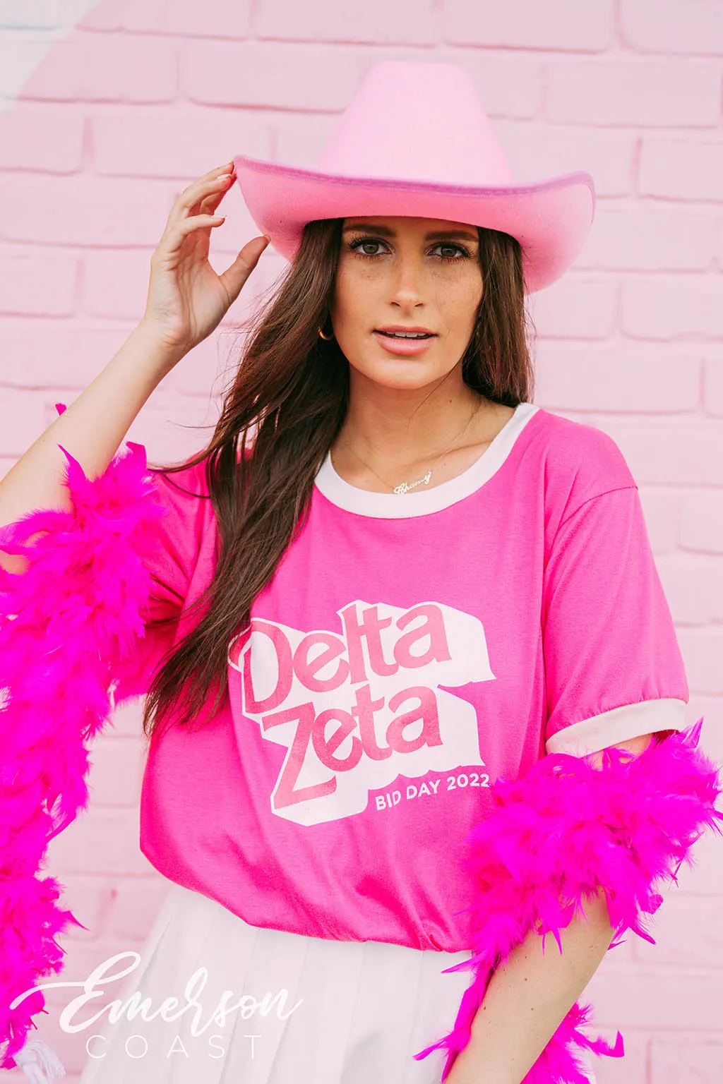 Delta Zeta Barbie Bid Day Colorblock Ringer Tee