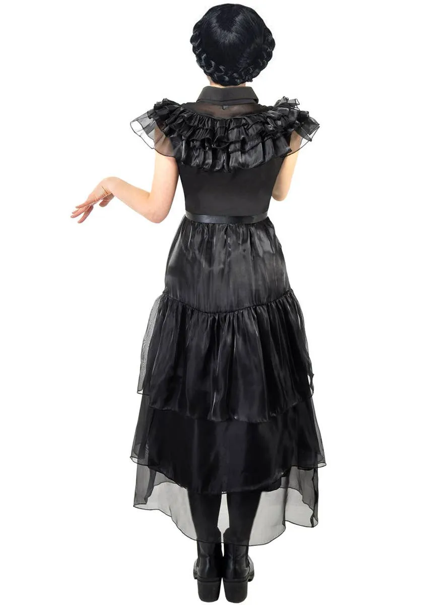 Deluxe Womens Black Wednesday Party Dress Costume