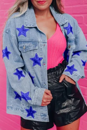 Denim Sequin Sparkle Denim Jacket