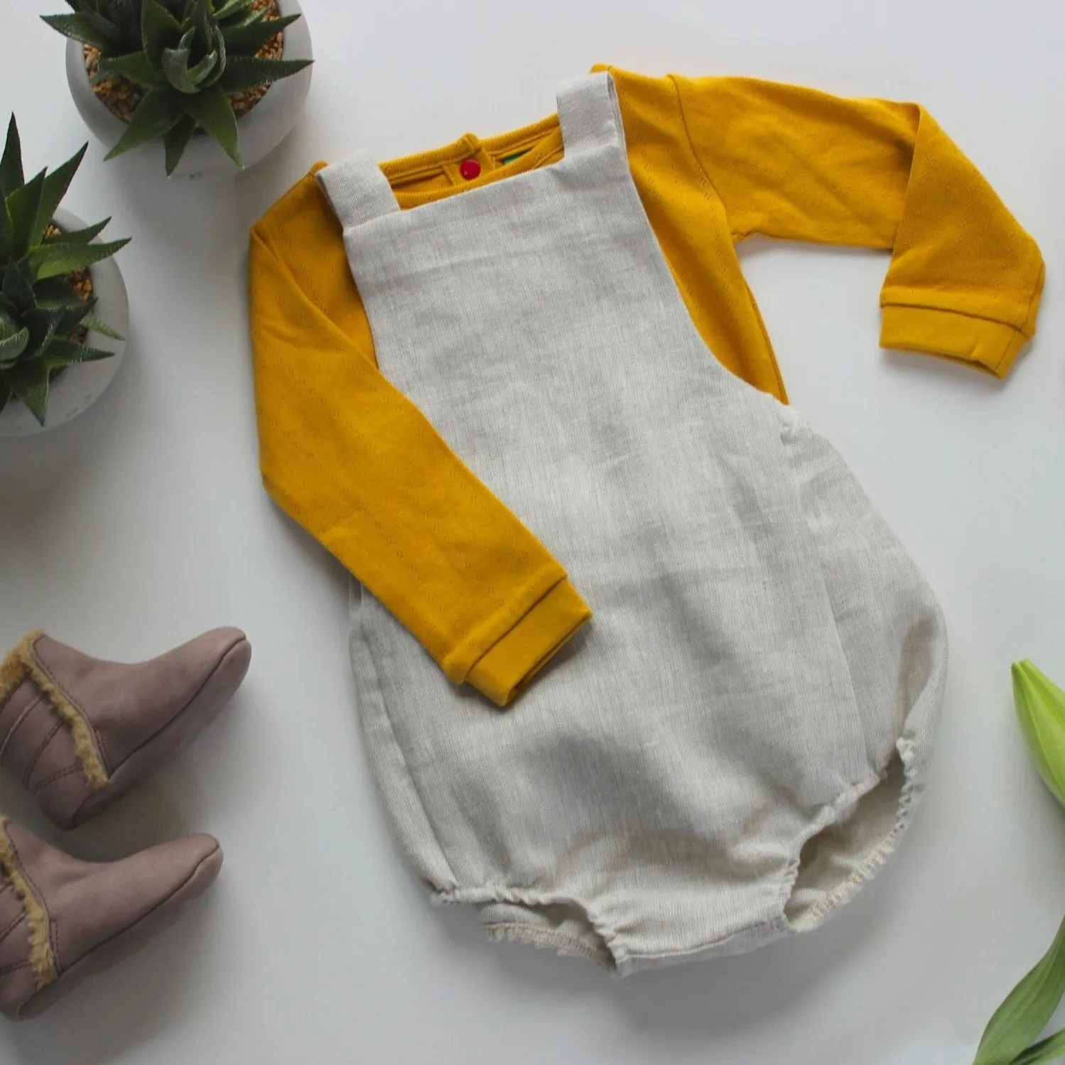 Dove Grey Linen Romper