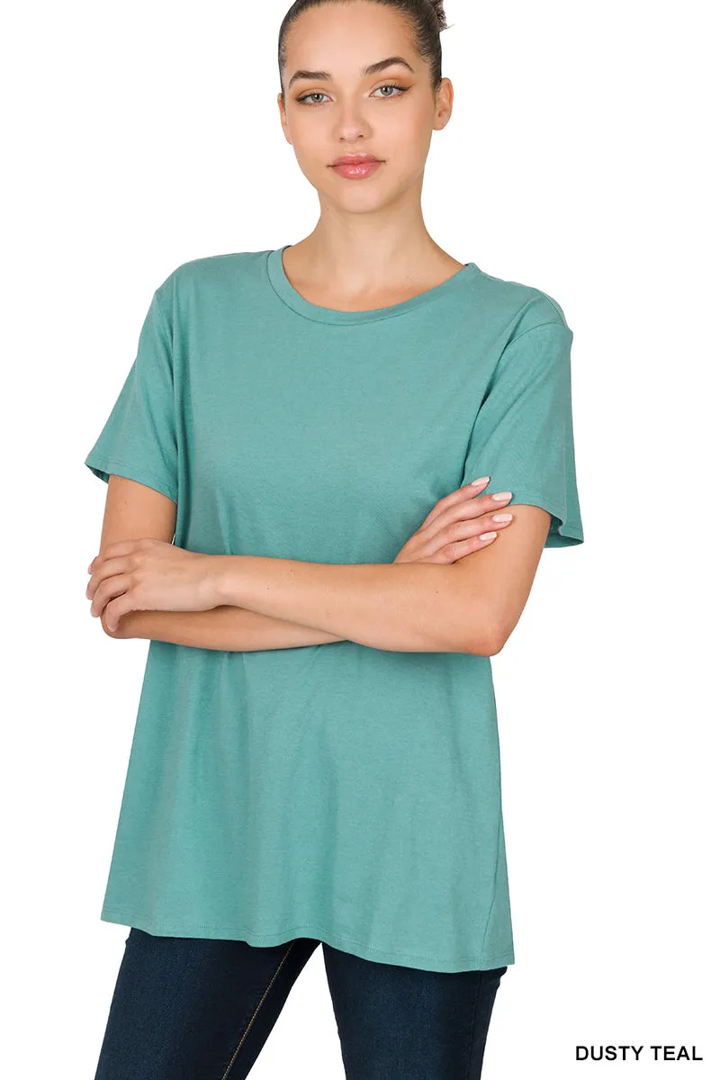 Dusty Teal Better Than Basic Boyfriend Tee Round Neck