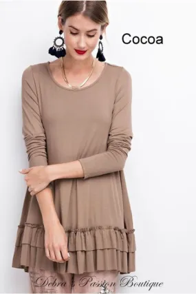 Easel Ruffle Hem Tunic - Cocoa