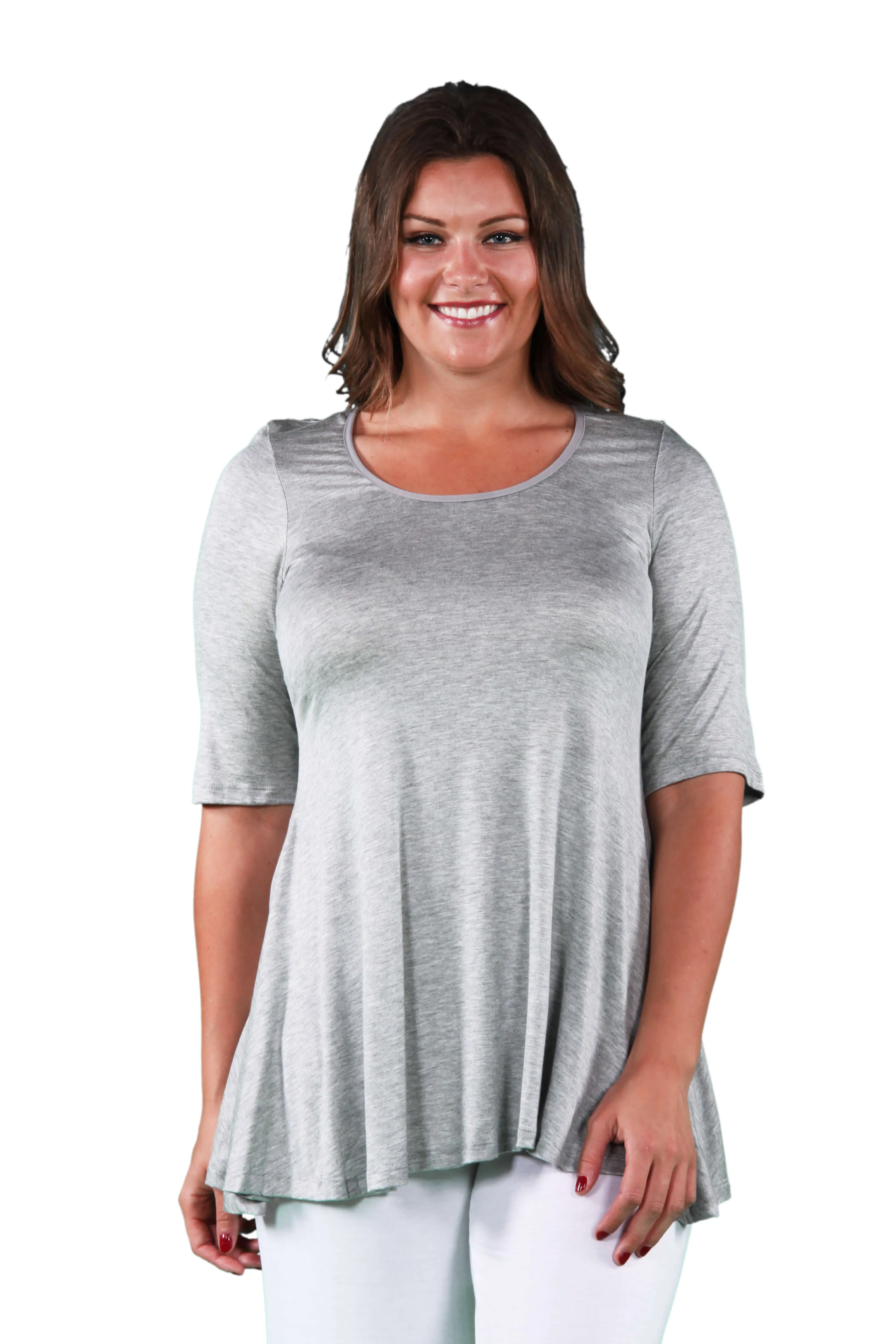 Elbow Sleeve Plus Size Tunic Top For Women