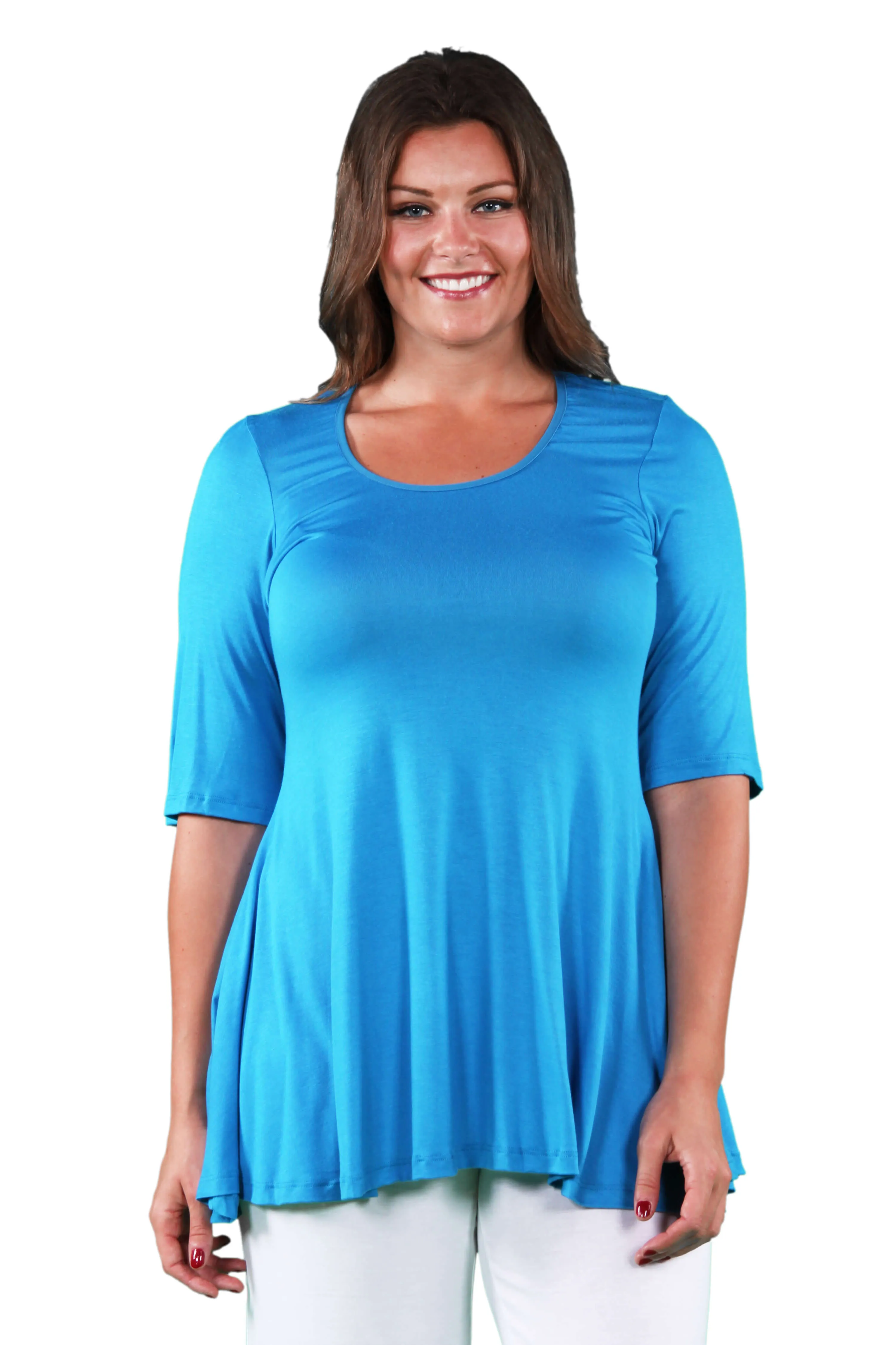 Elbow Sleeve Plus Size Tunic Top For Women