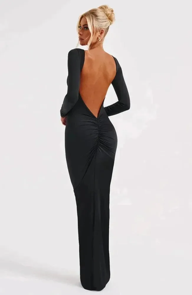 Everly - Plunging Neckline Maxi Dress