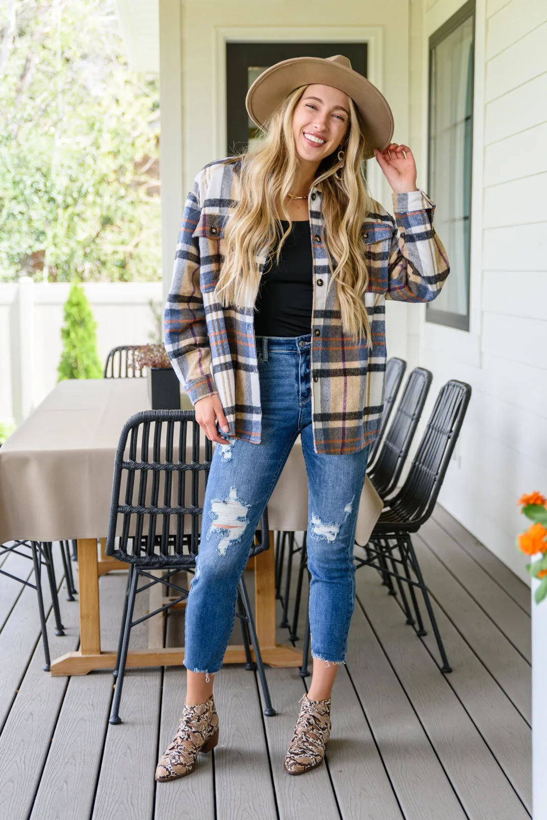 Fall Breeze Super Soft Women's Plaid Shacket by BiBi