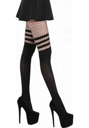 Fishnet Over The Knee [Black] | OPAQUE TIGHTS