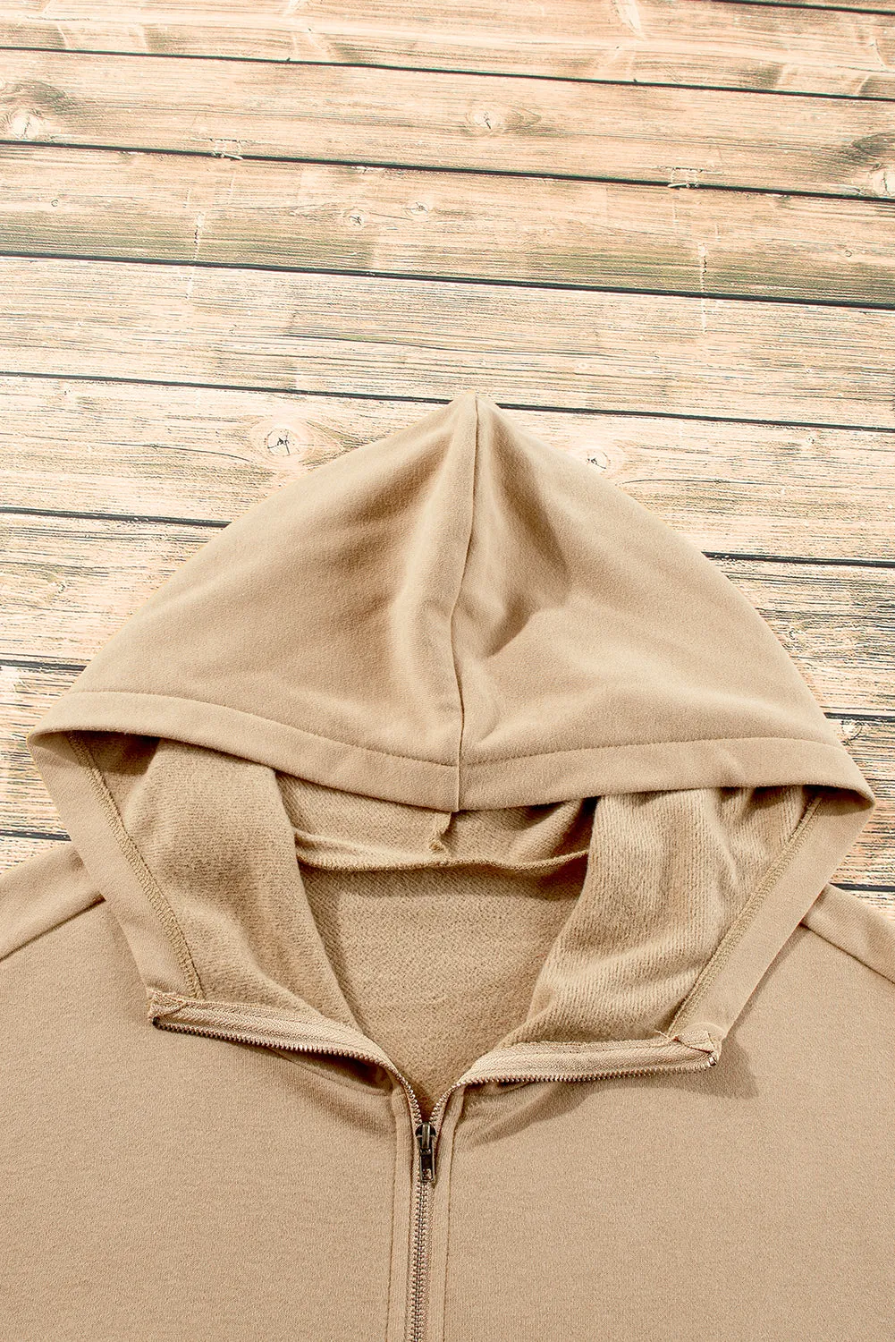 Fleece Lined Half Zipper Kangaroo Pockets Loose Hoodie