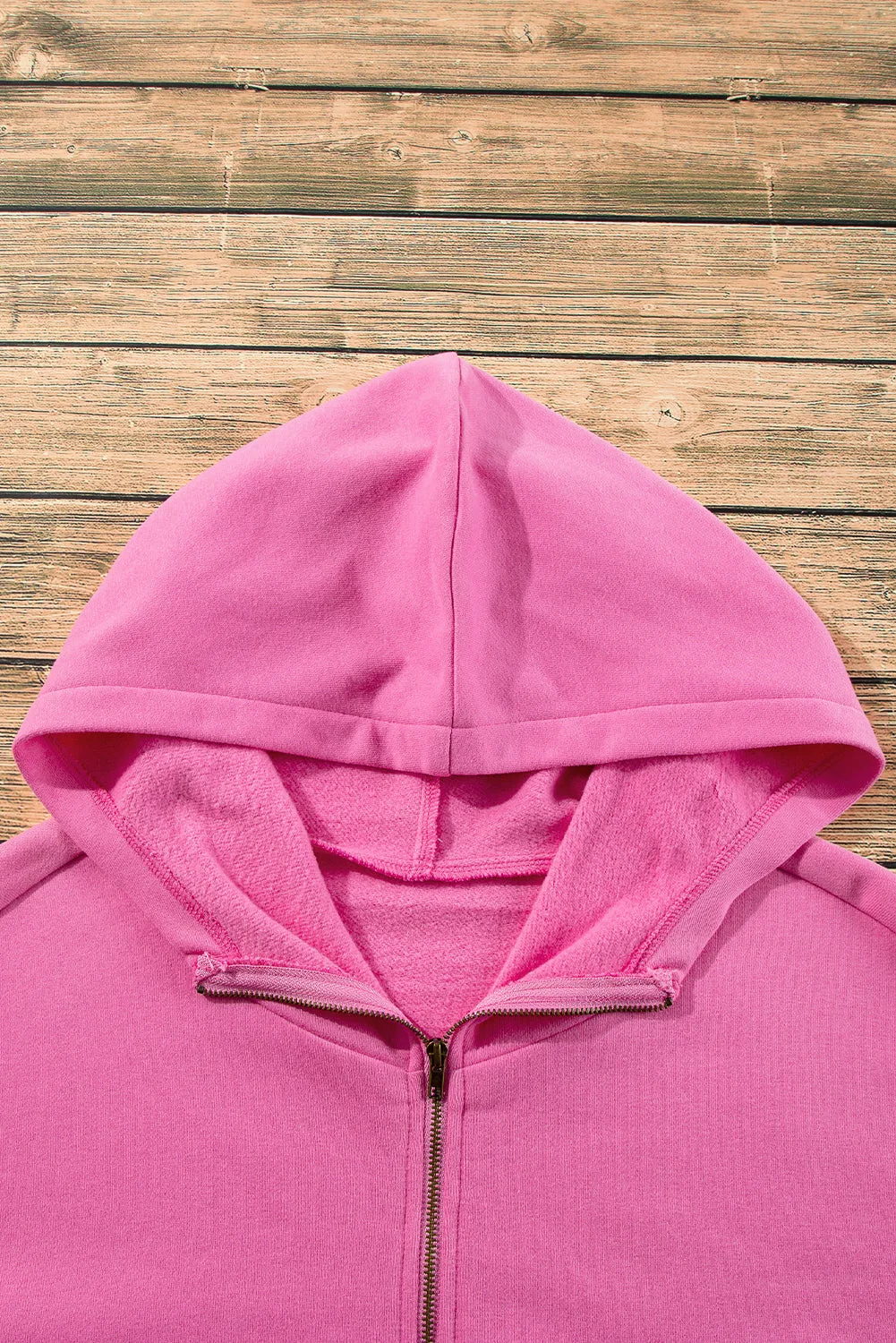 Fleece Lined Half Zipper Kangaroo Pockets Loose Hoodie