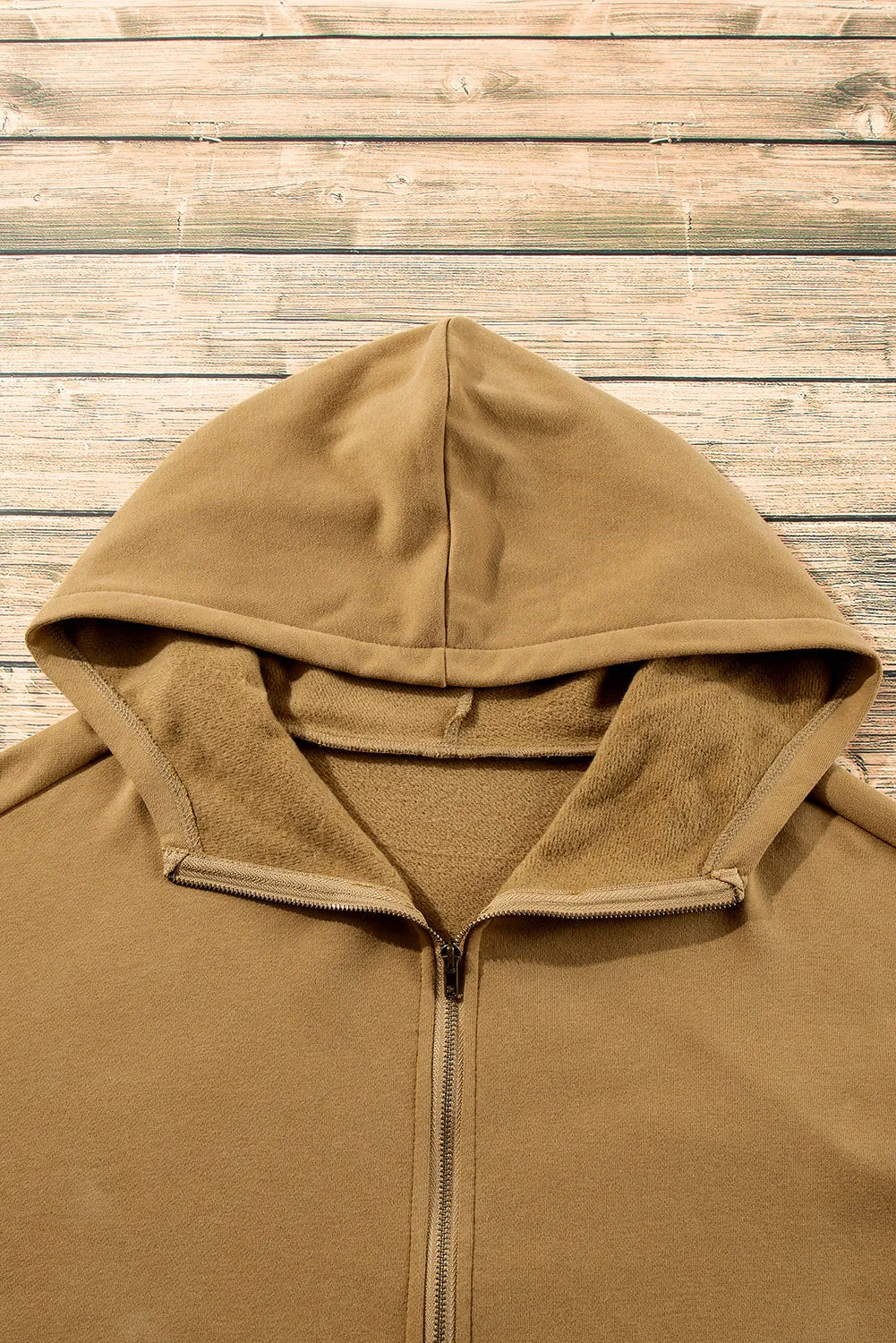 Fleece Lined Half Zipper Kangaroo Pockets Loose Hoodie