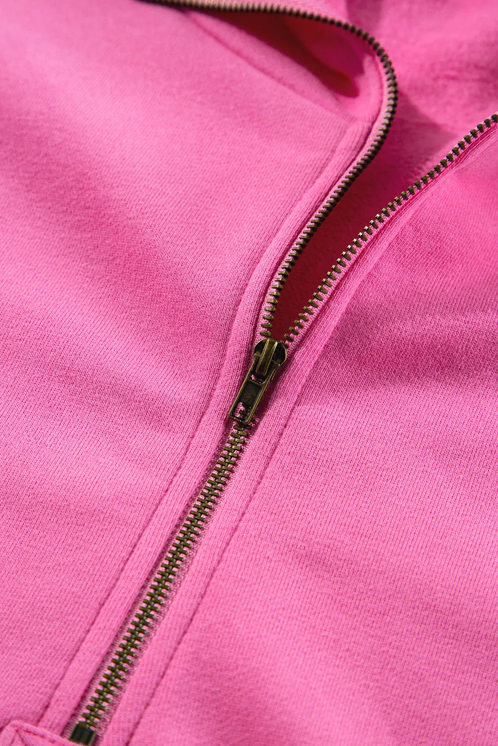 Fleece Lined Half Zipper Kangaroo Pockets Loose Hoodie