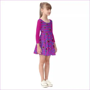 Floral Plaid Kids Girls Long Sleeve Dress